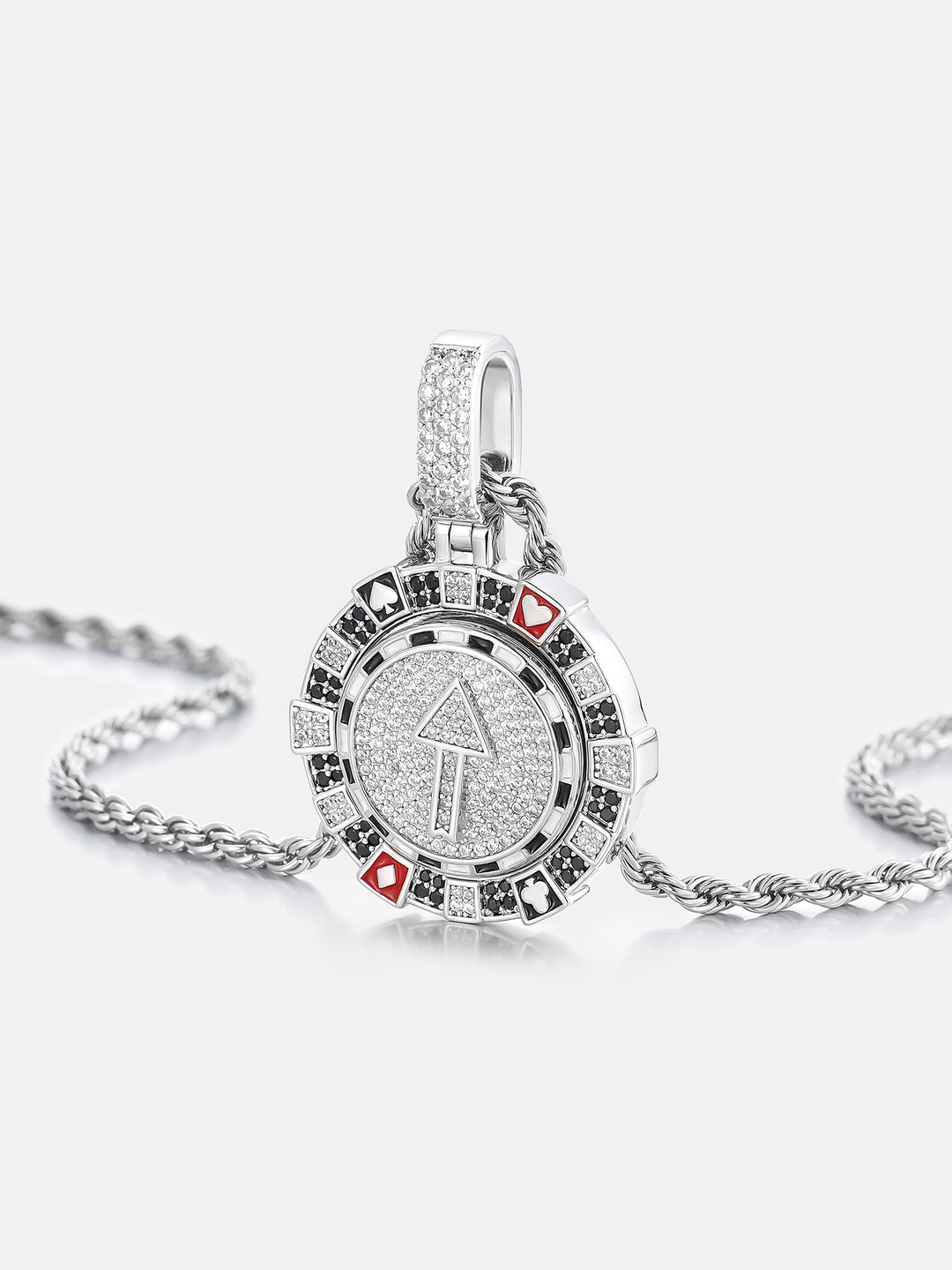 Rotating Poker Chip Moissanite Pendant