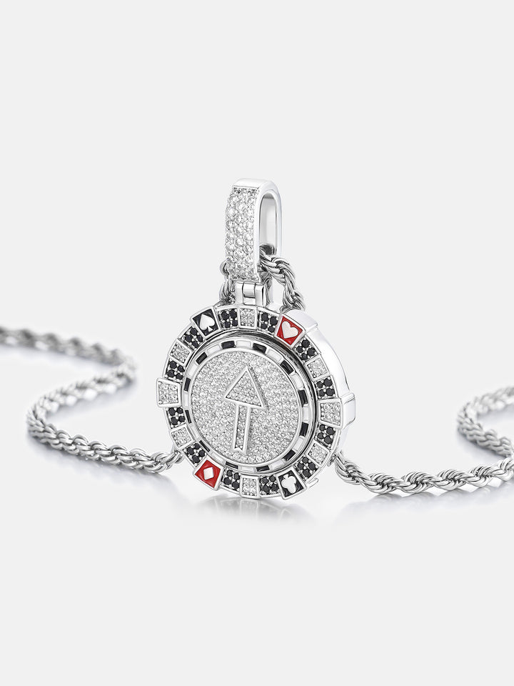 Rotating Poker Chip Moissanite Pendant