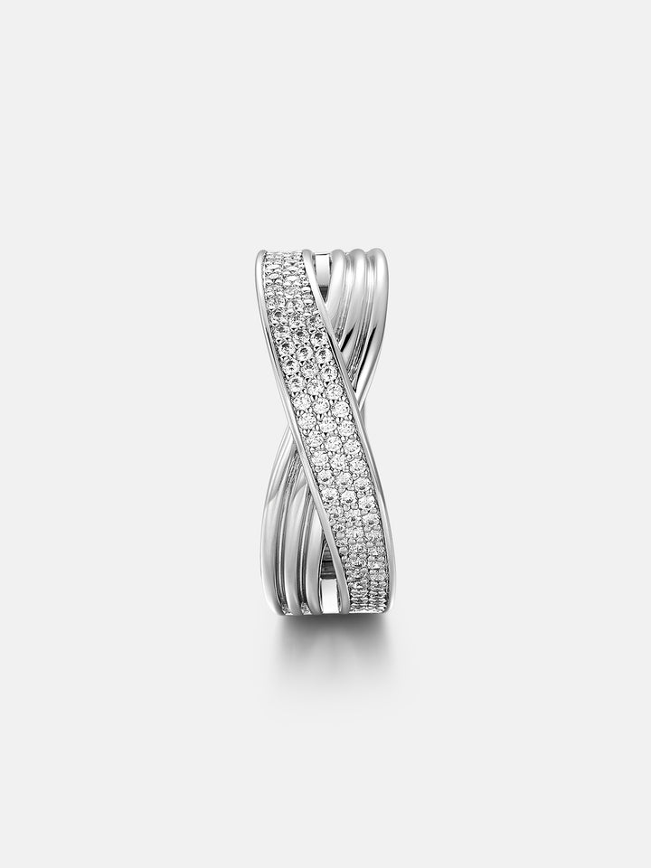 Round Moissanite Crossover Eternity Ring