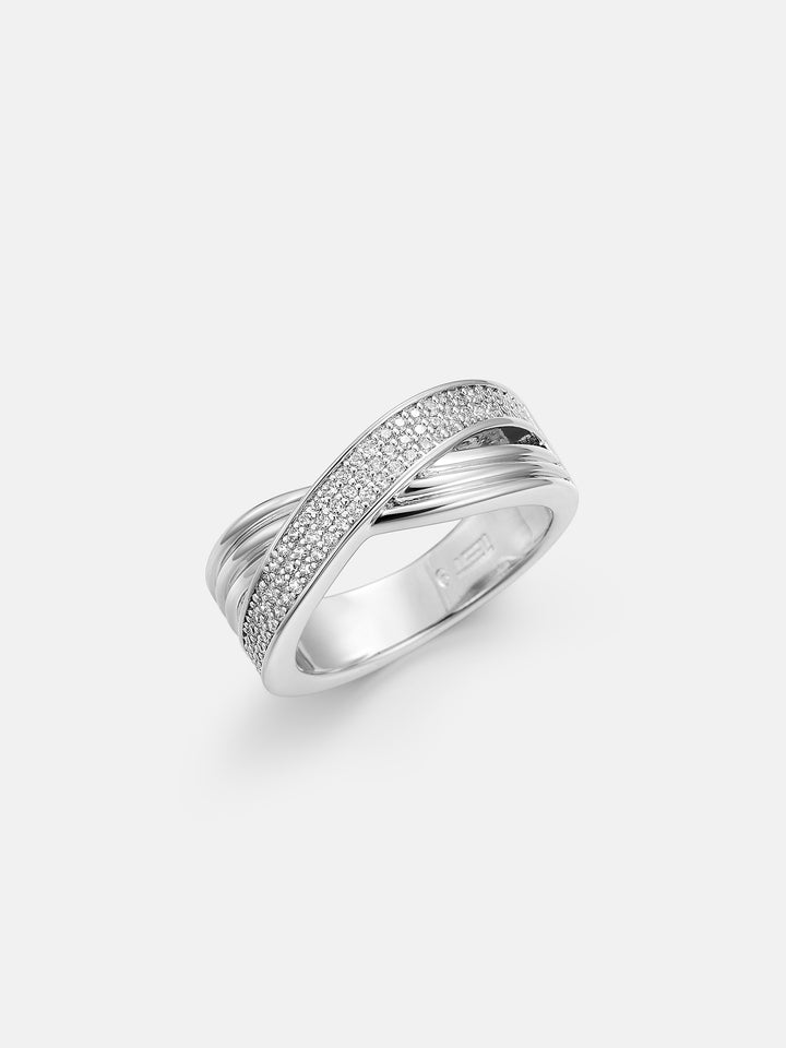 Round Moissanite Crossover Eternity Ring