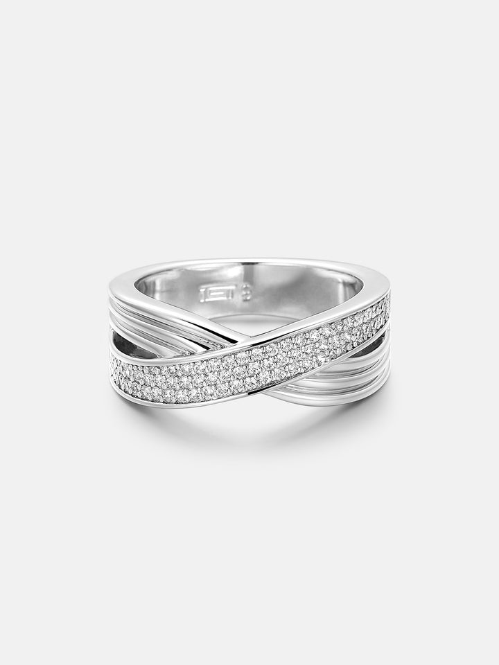 Round Moissanite Crossover Eternity Ring