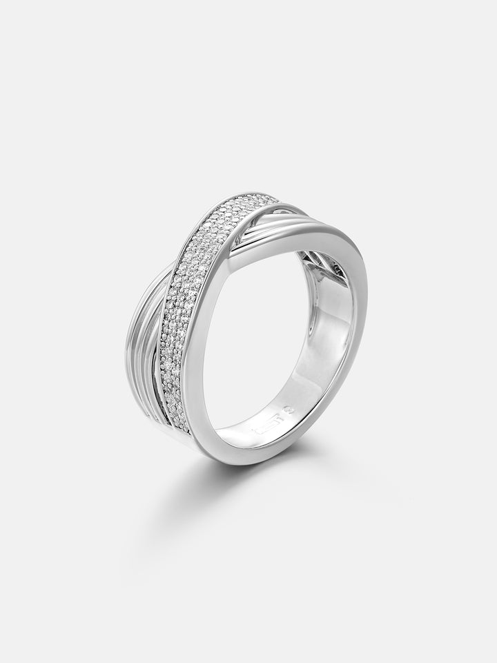 Round Moissanite Crossover Eternity Ring