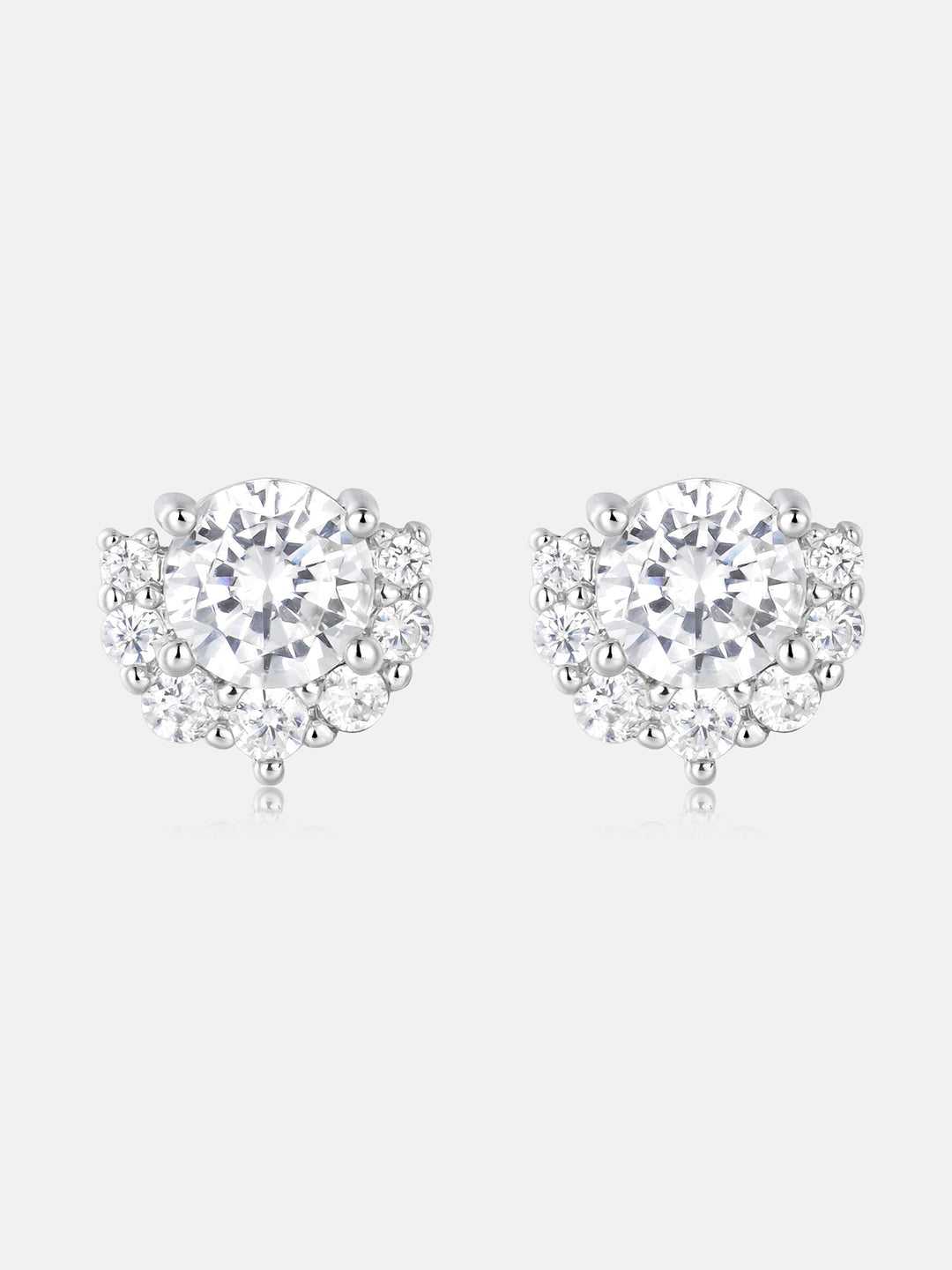 Round Moissanite Fan Halo Stud Earrings
