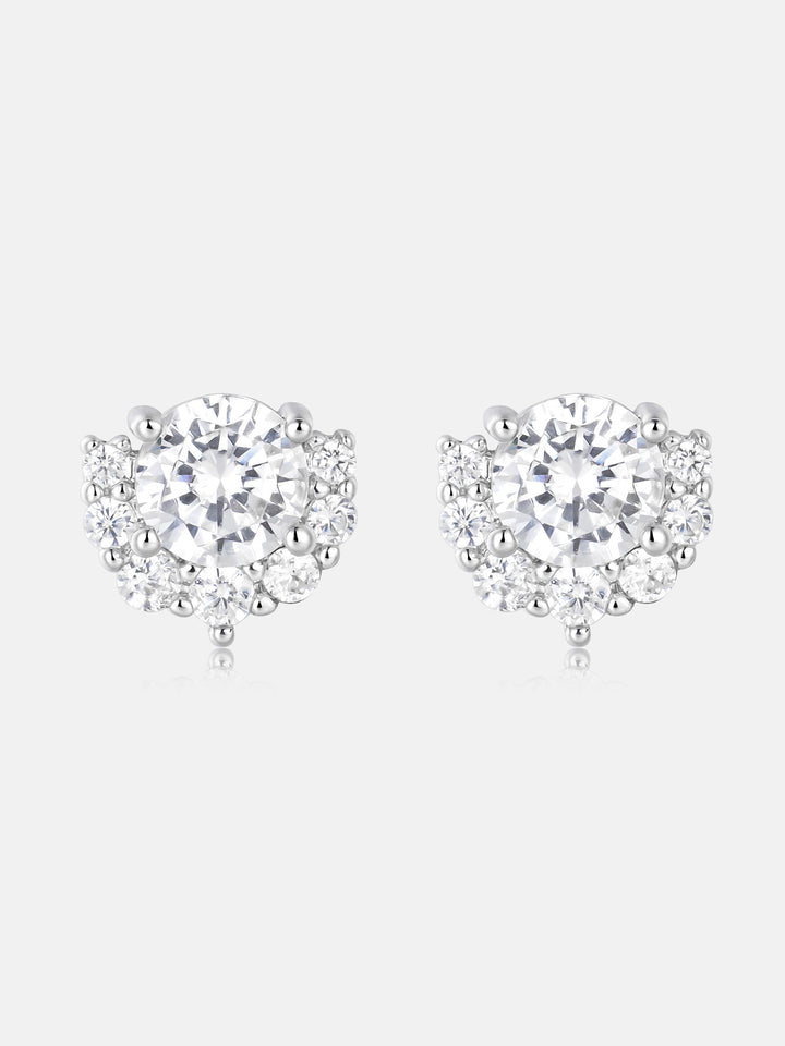 Round Moissanite Fan Halo Stud Earrings