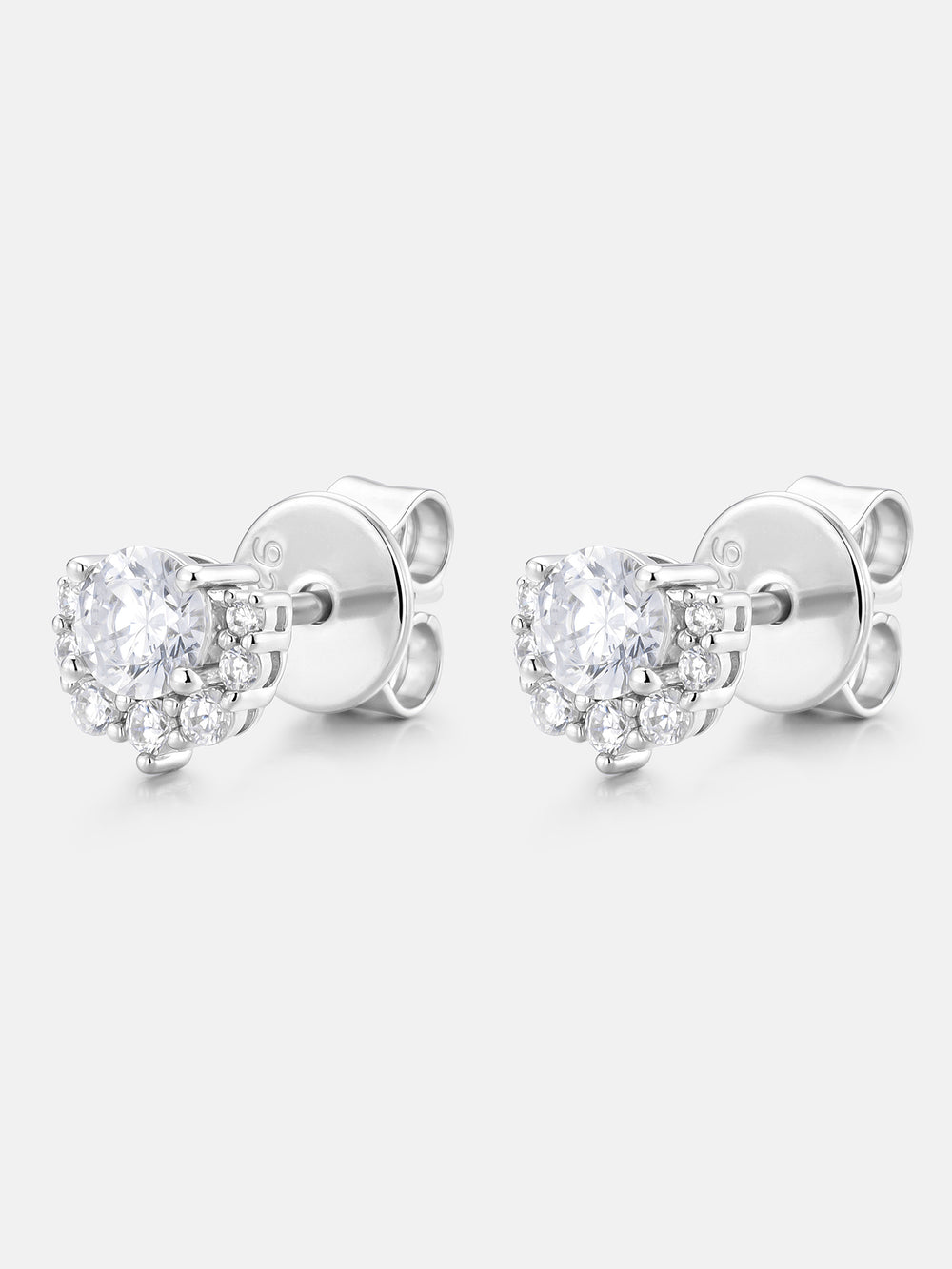 Round Moissanite Fan Halo Stud Earrings