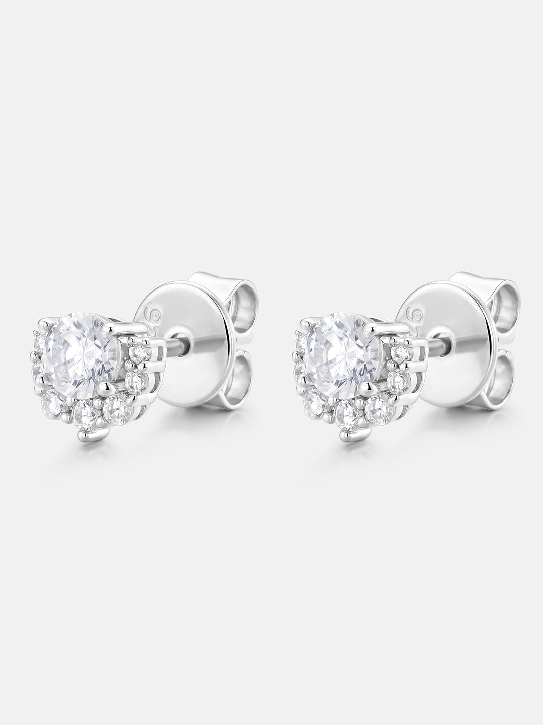 Round Moissanite Fan Halo Stud Earrings