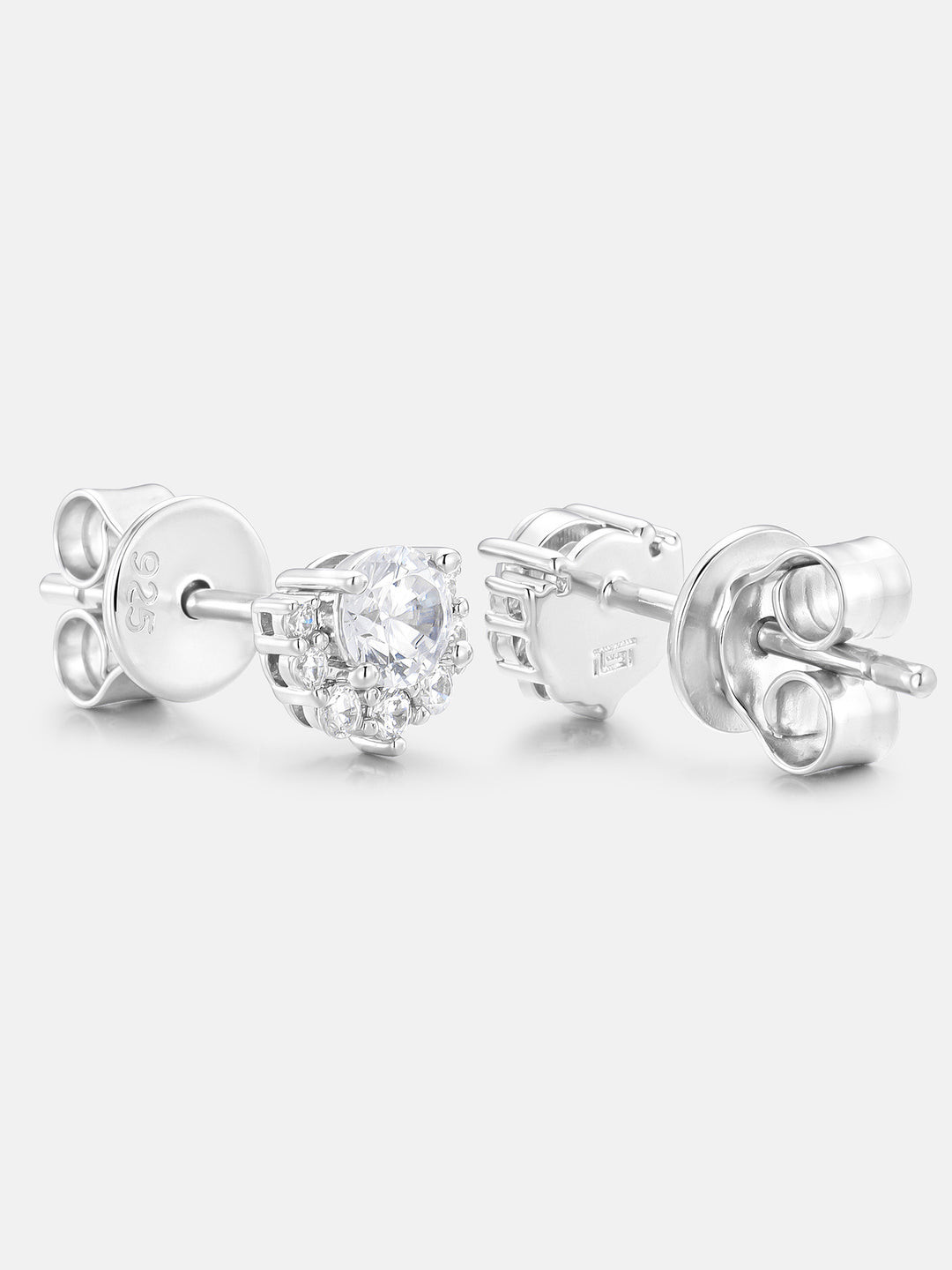 Round Moissanite Fan Halo Stud Earrings