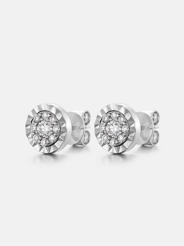 Round Moissanite Miracle Set Stud Earrings