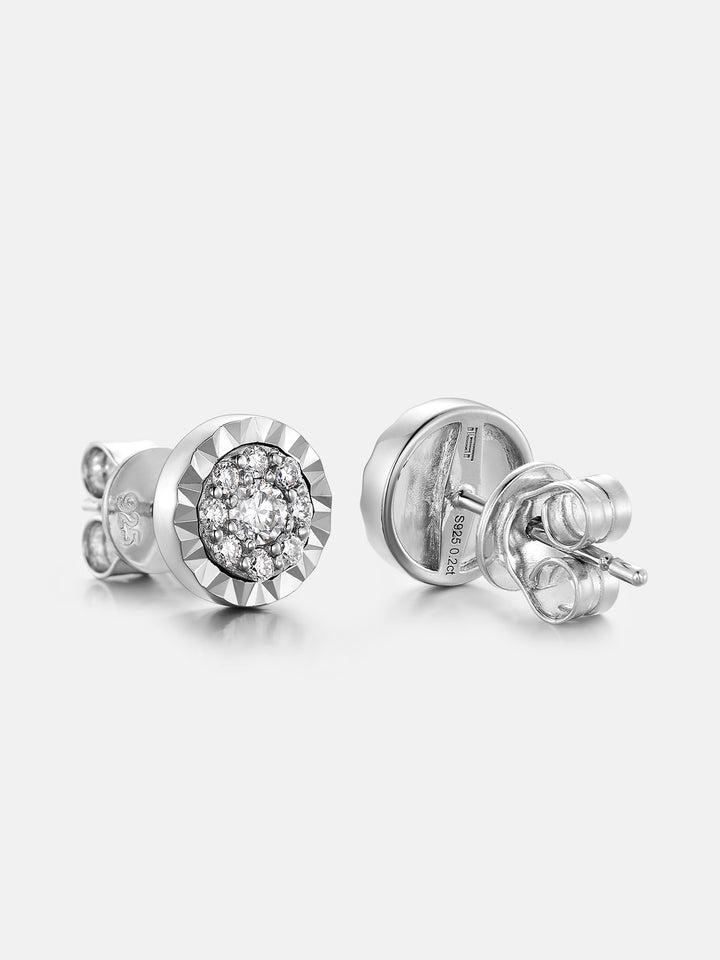 Round Moissanite Miracle Set Stud Earrings