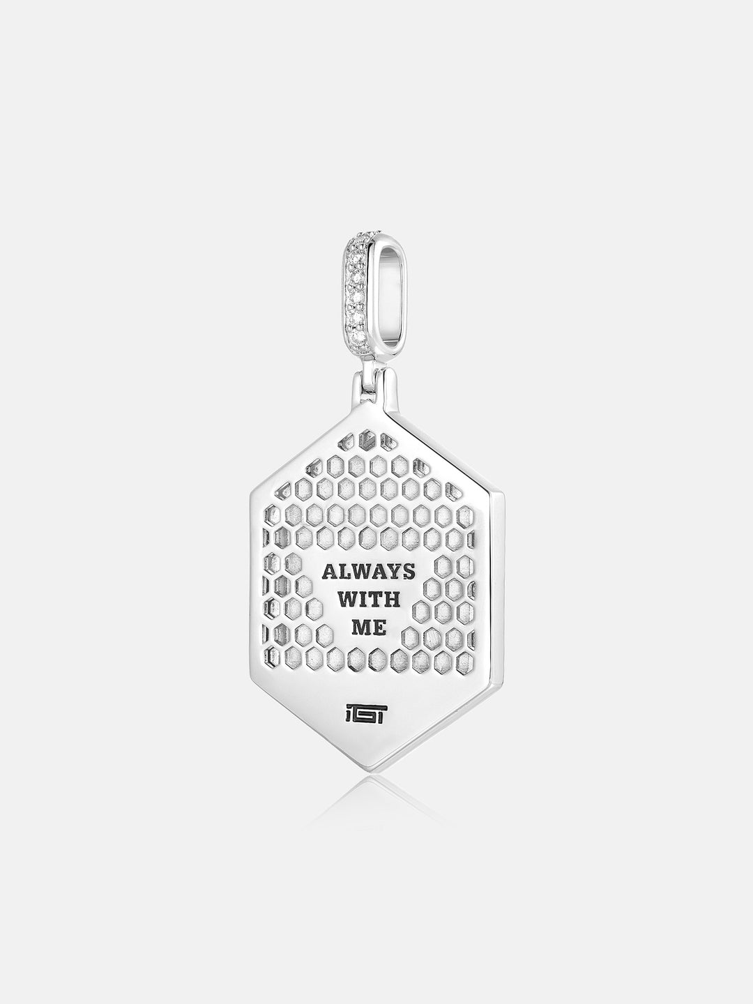 Round & Baguette Moissanite Hexagon Photo Pendant
