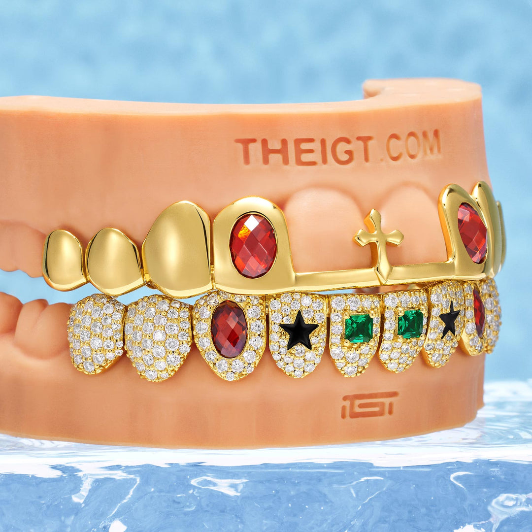 Royal Gem Ruby & Emerald Iced Grillz
