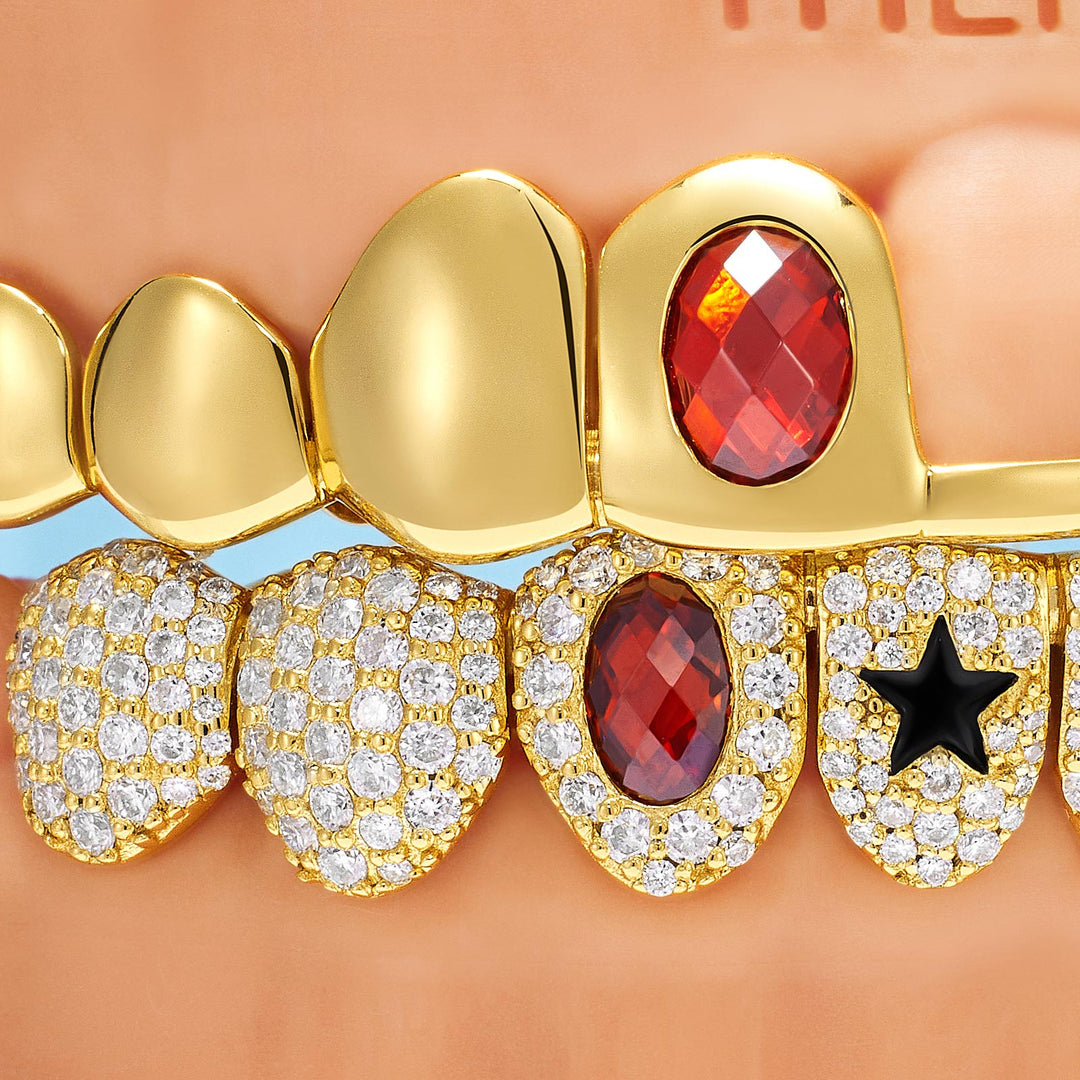 Royal Gem Ruby & Emerald Iced Grillz