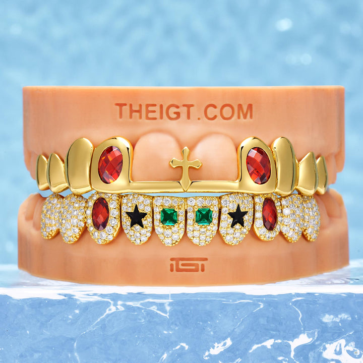 Royal Gem Ruby & Emerald Iced Grillz
