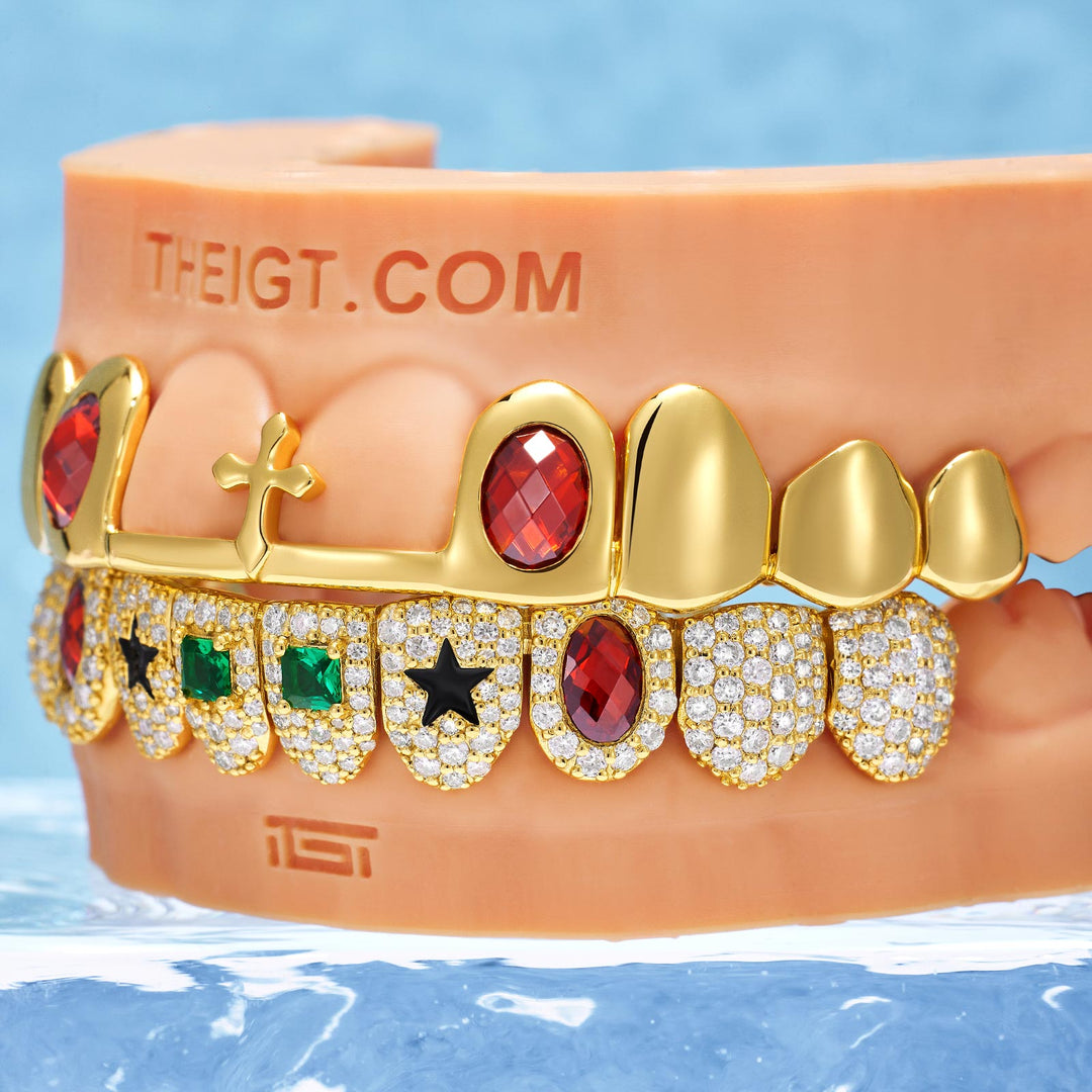 Royal Gem Ruby & Emerald Iced Grillz