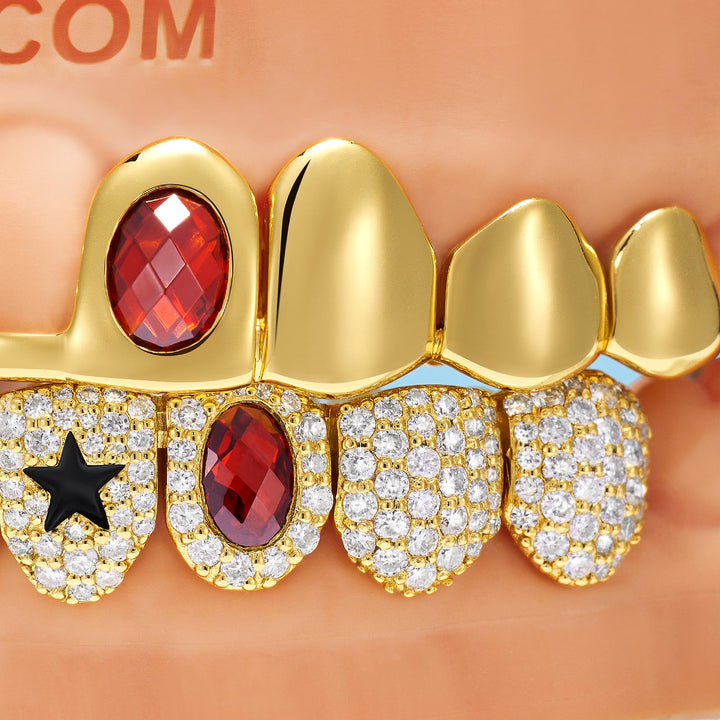 Royal Gem Ruby & Emerald Iced Grillz