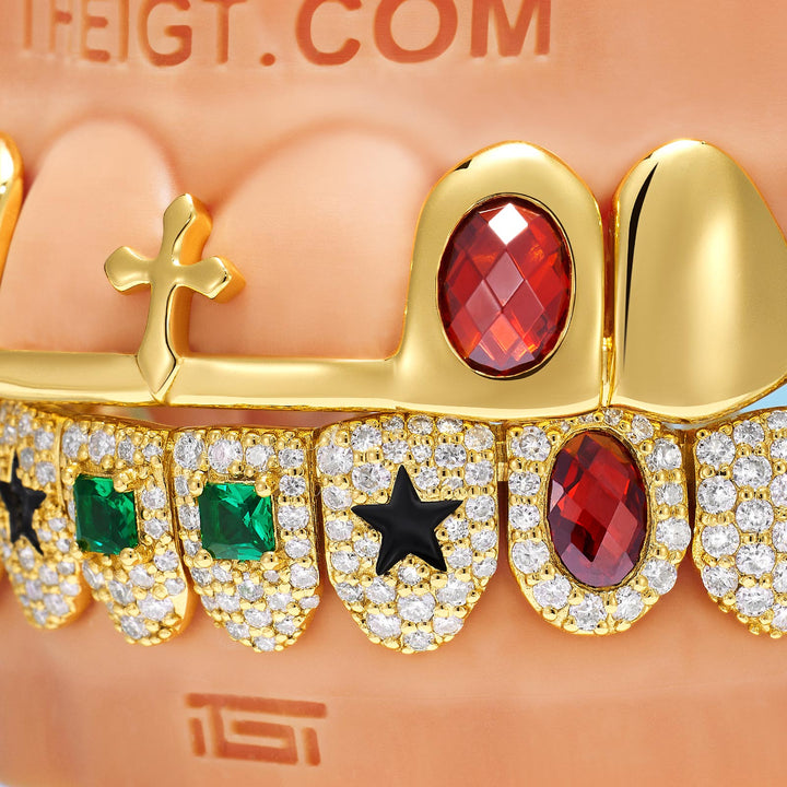 Royal Gem Ruby & Emerald Iced Grillz