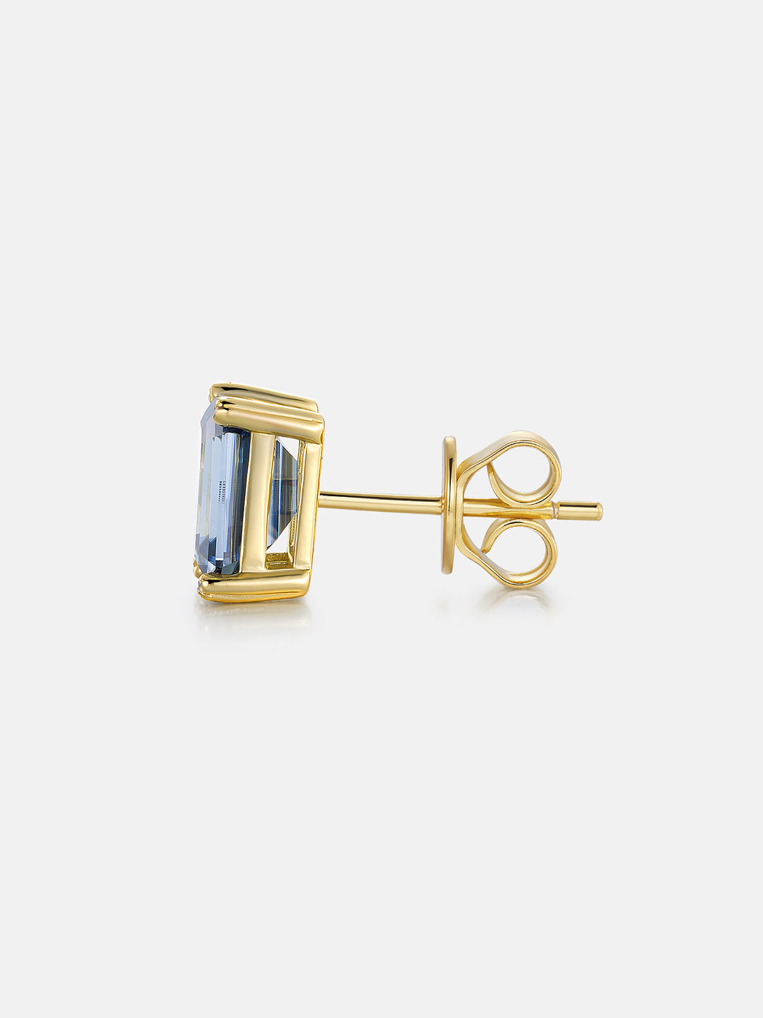 Royal Blue Moissanite Emerald Cut Stud Earrings-4.00 Carat Total