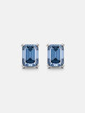 Royal Blue Moissanite Emerald Cut Stud Earrings-4.00 Carat Total