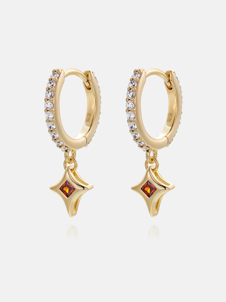 Ruby Cross Moissanite Hoop earring