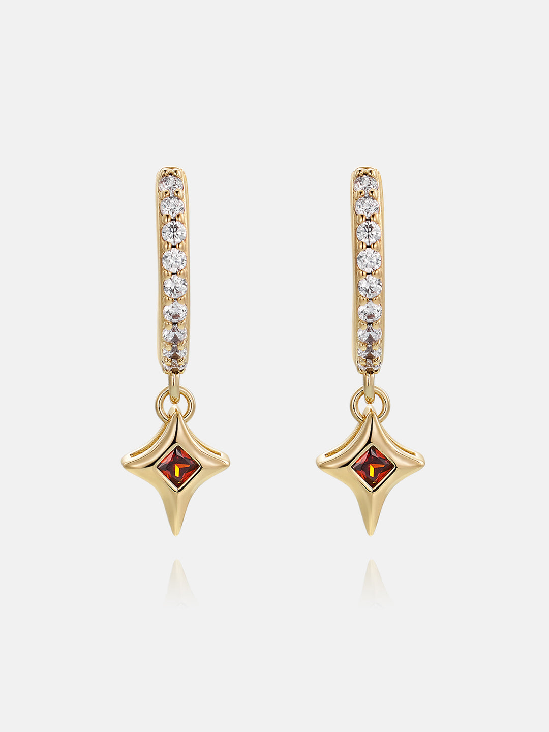 Ruby Cross Moissanite Hoop earring