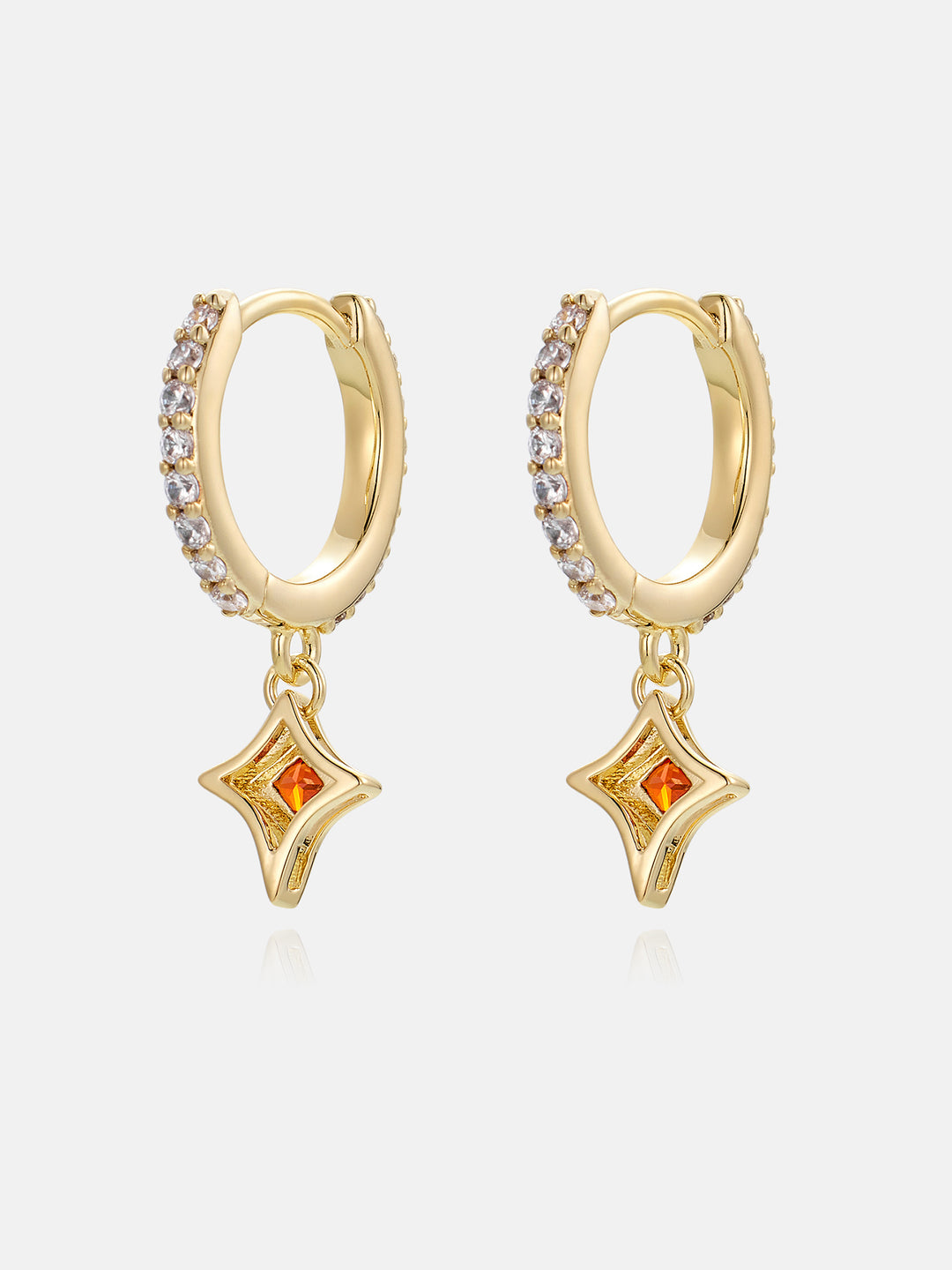 Ruby Cross Moissanite Hoop earring