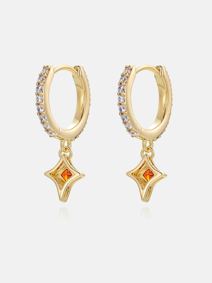 Ruby Cross Moissanite Hoop earring