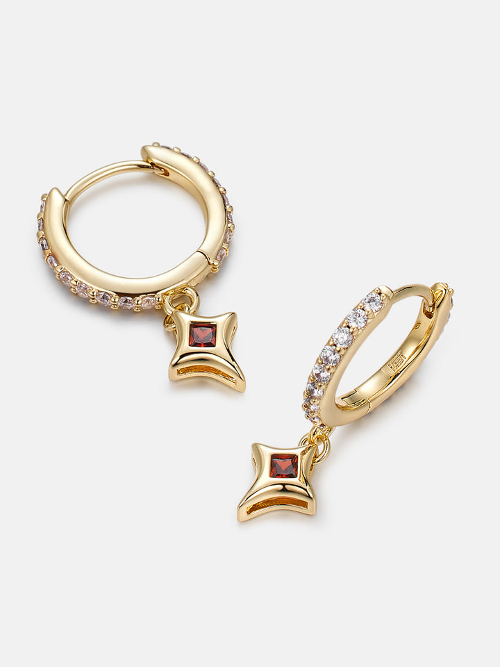 Ruby Cross Moissanite Hoop earring