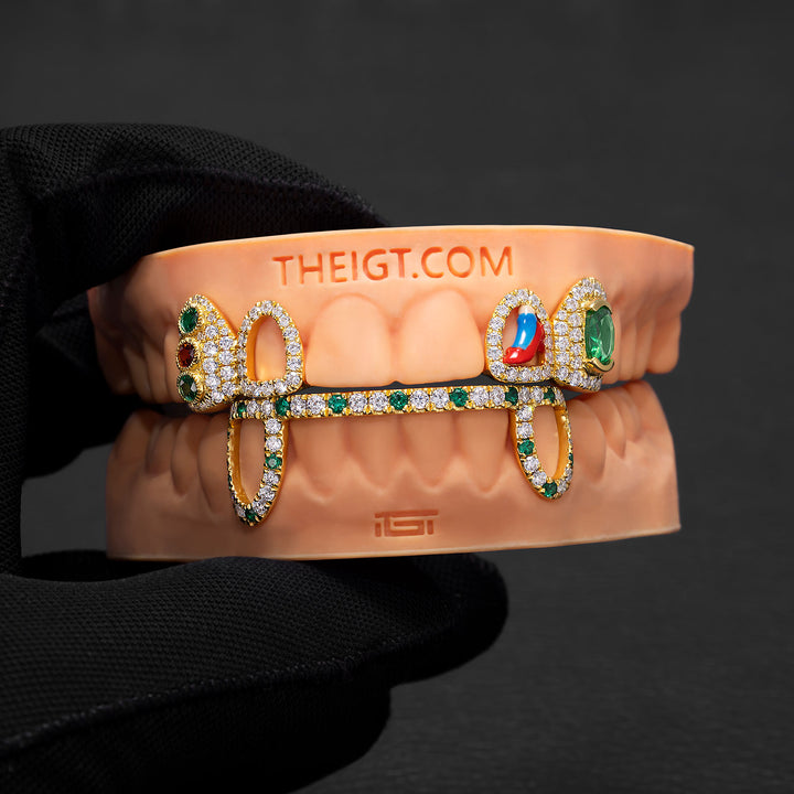 "Ruby Slippers" Emerald & Enamel Custom Grillz