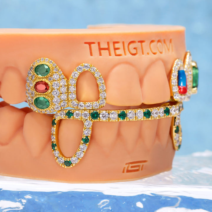 "Ruby Slippers" Emerald & Enamel Custom Grillz