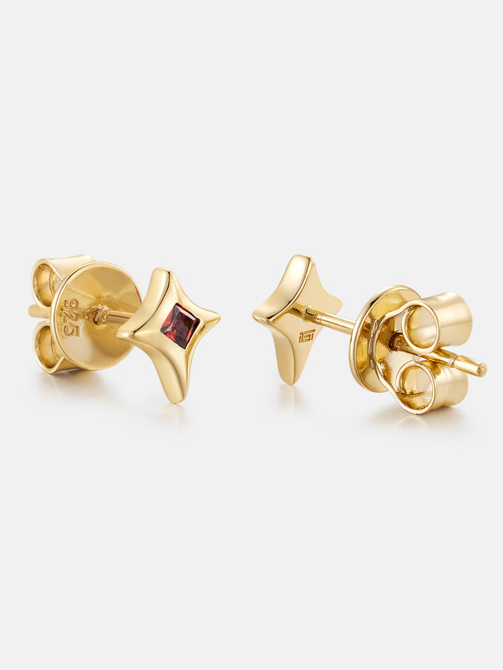 Ruby Star Stud Earrings