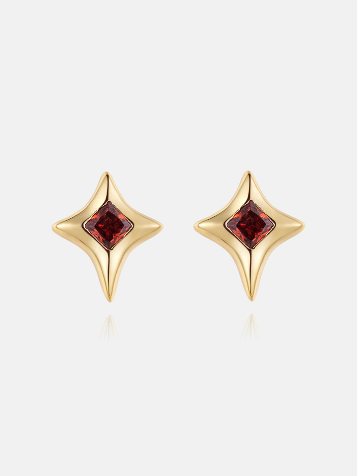 Ruby Star Stud Earrings