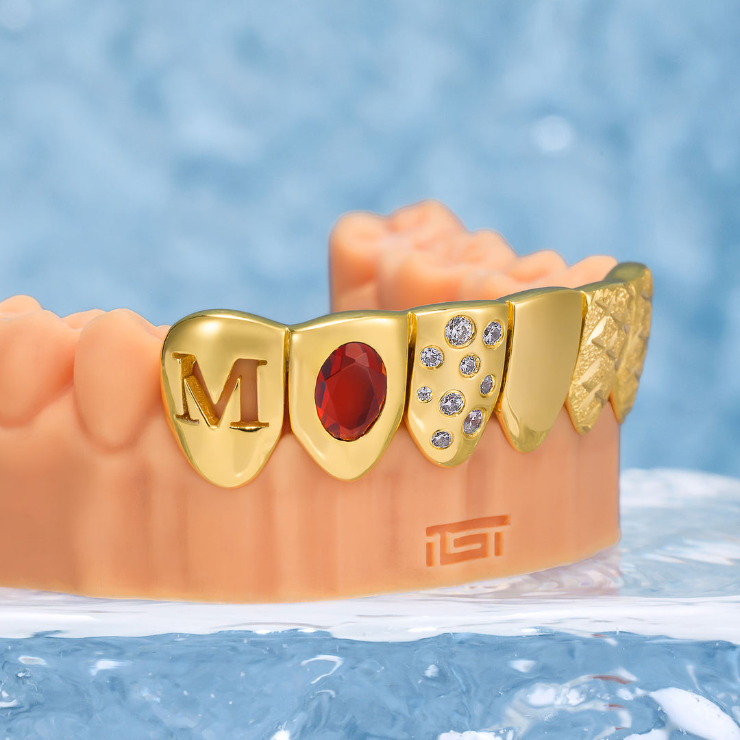 Ruby & Gold Letter Grillz