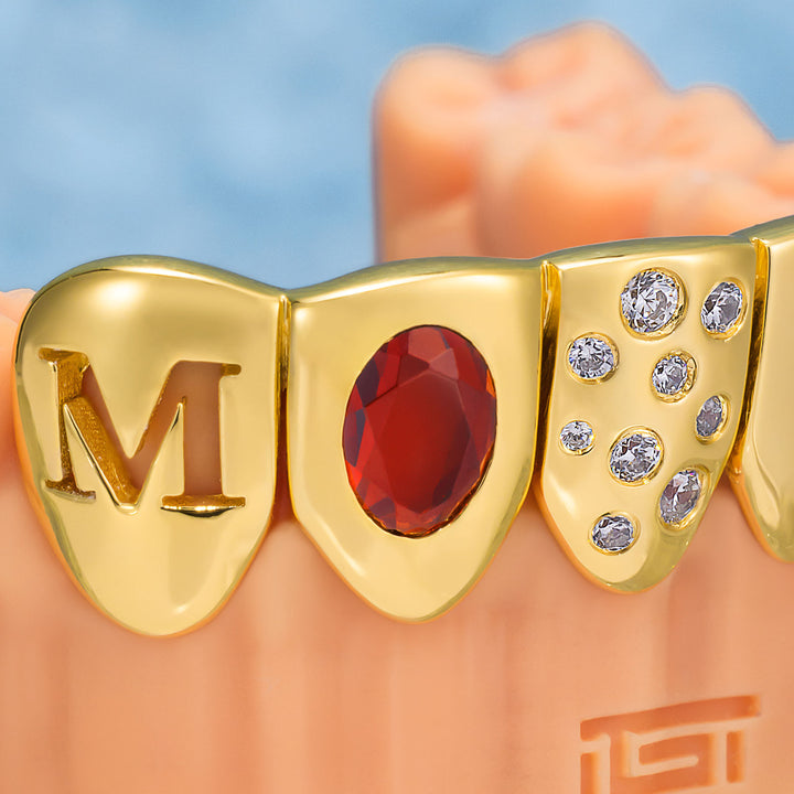 Ruby & Gold Letter Grillz