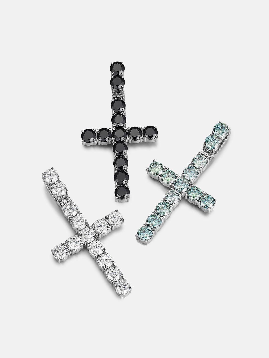 S925 13CT Black Moissanite Cross Pendant