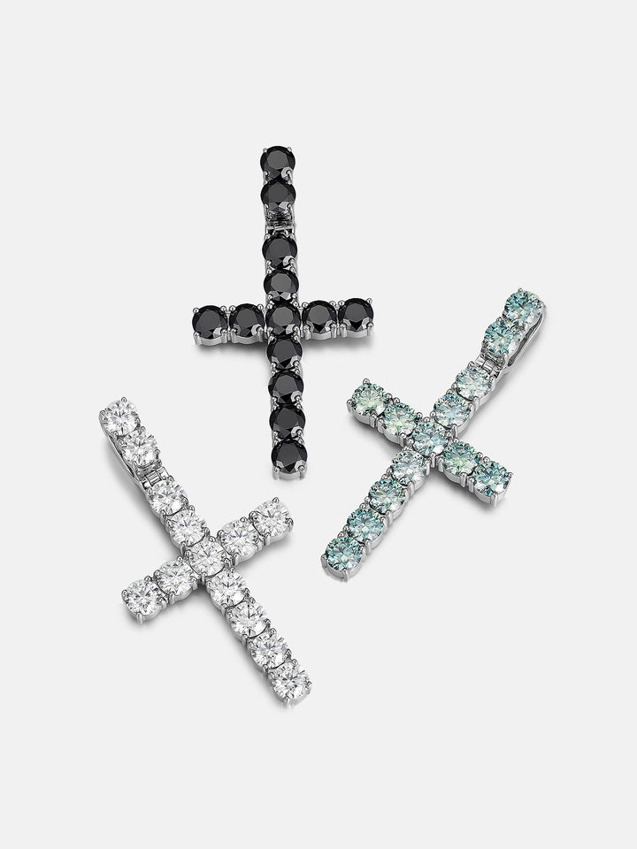 S925 13CT Black Moissanite Cross Pendant