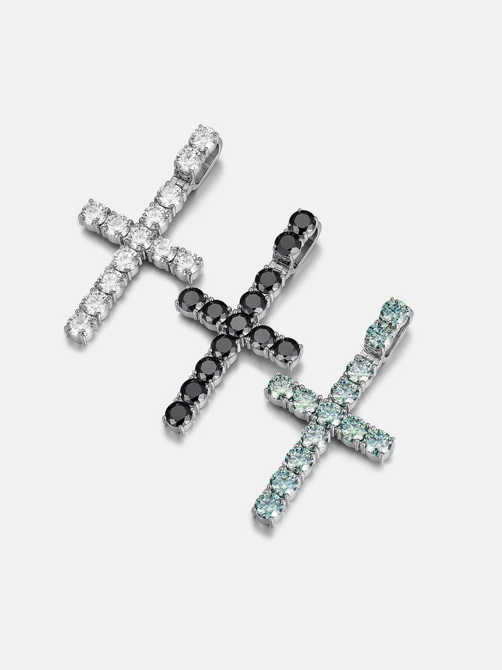 S925 13CT Black Moissanite Cross Pendant