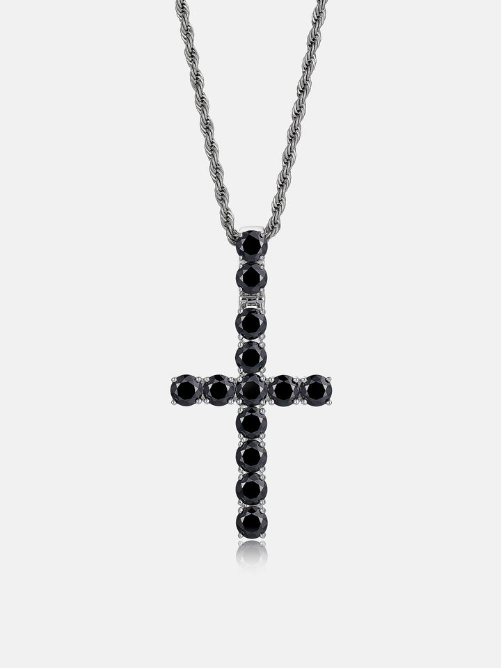 S925 13CT Black Moissanite Cross Pendant