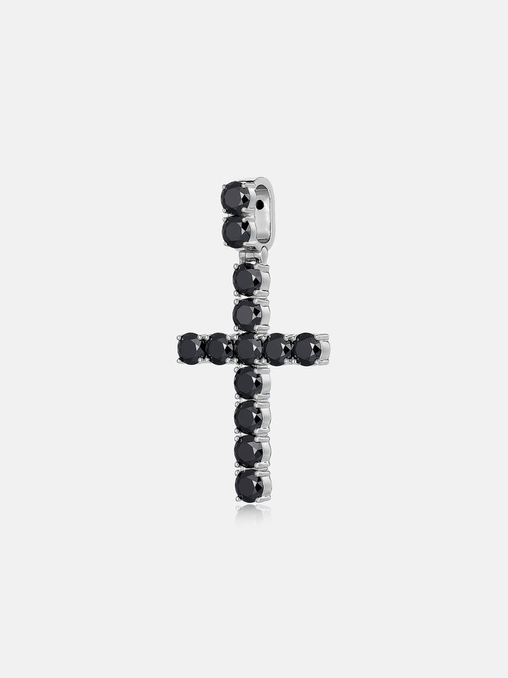 S925 13CT Black Moissanite Cross Pendant