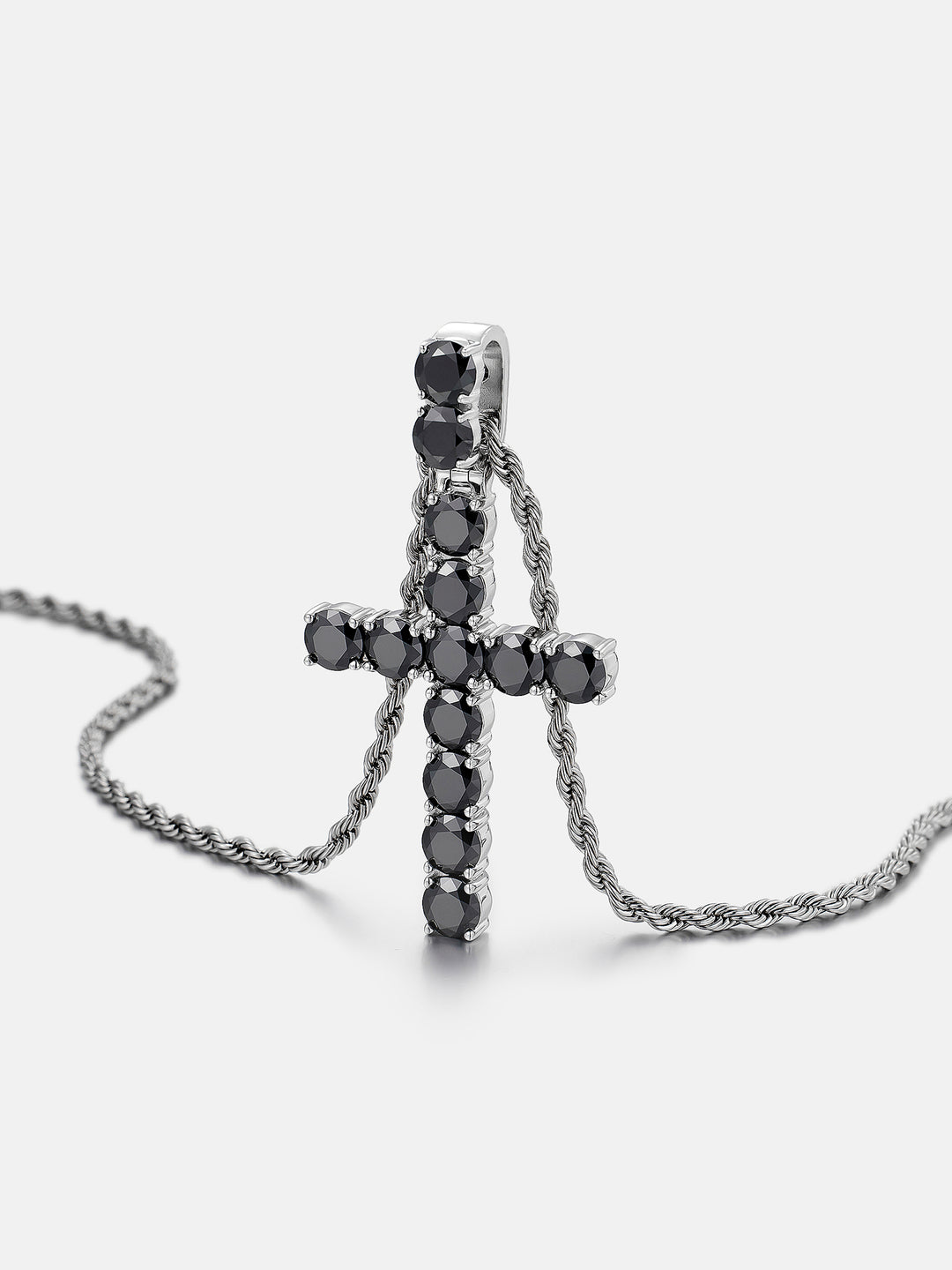 S925 13CT Black Moissanite Cross Pendant