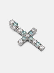 S925 13CT Blue & White Moissanite Cross Pendant