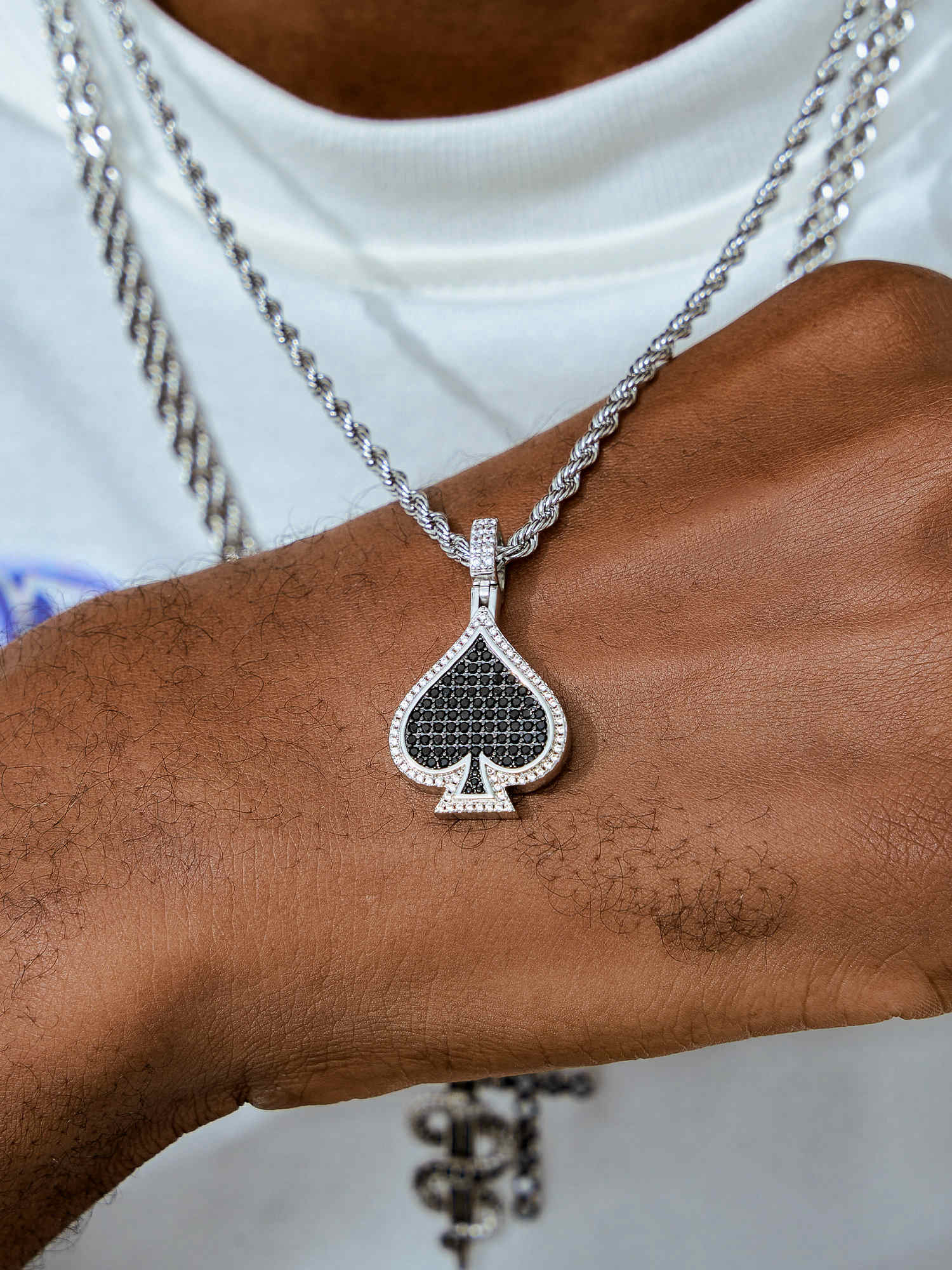 S925 Black Moissanite Spade Pendant – ICEGIANT