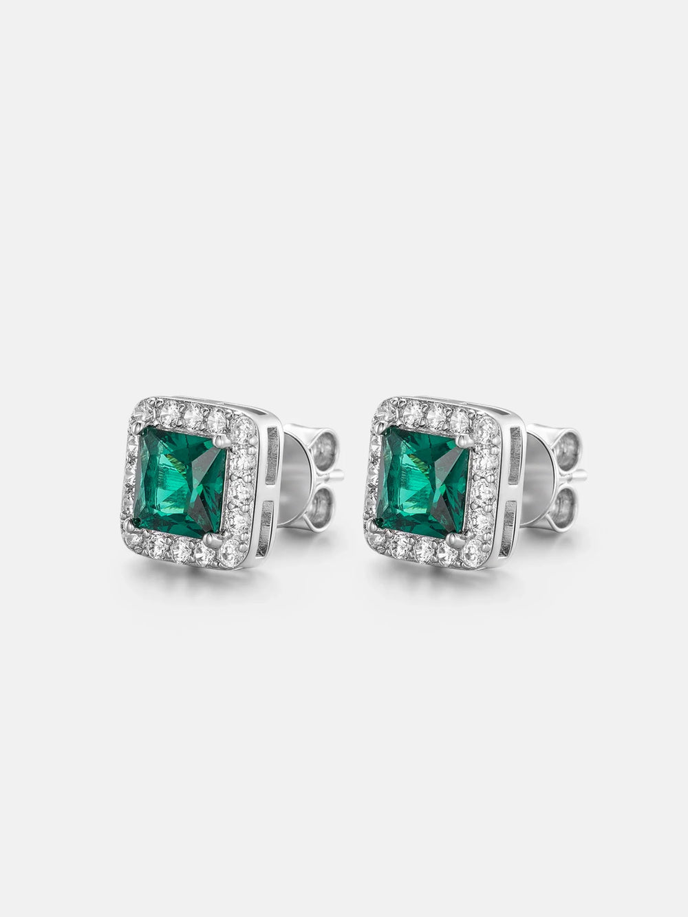 S925 Green Moissanite Square Stud Earrings