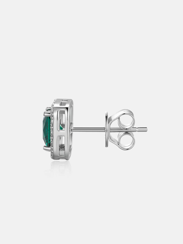 S925 Green Moissanite Square Stud Earrings