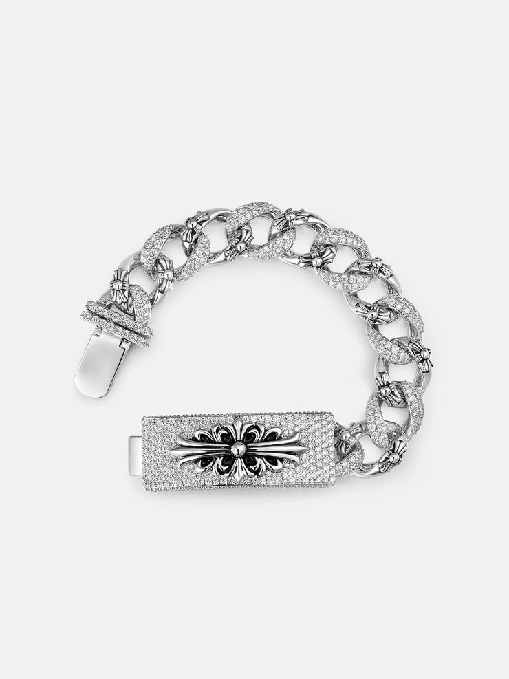 15MM Moissanite Catholic Cross Cuban Bracelet