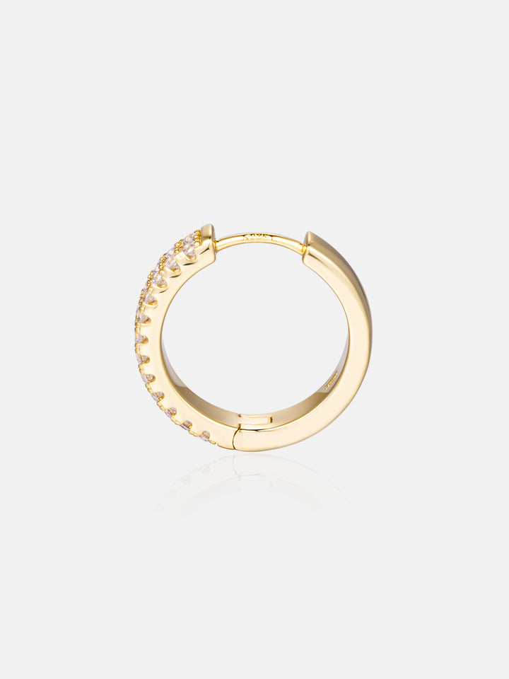 Double Row Moissanite Hoop Earrings With 14k Solid Gold Post