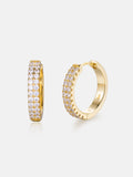 Double Row Moissanite Hoop Earrings With 14k Solid Gold Post