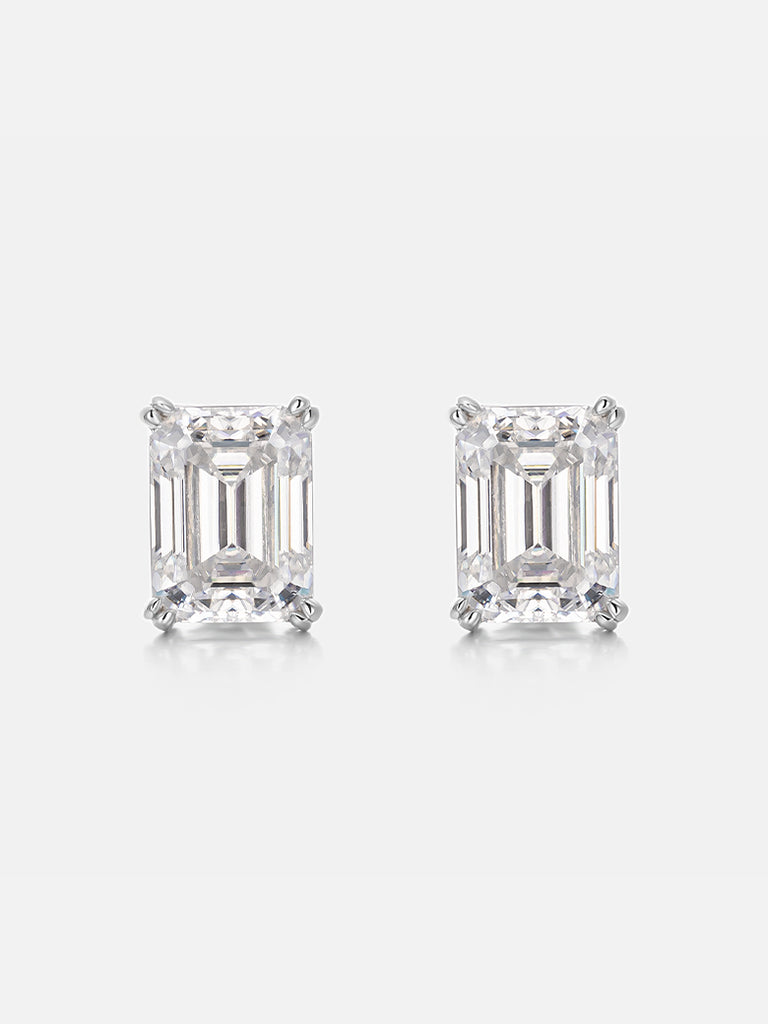 Moissanite Emerald Cut Stud Earrings 4.00 Carat Total