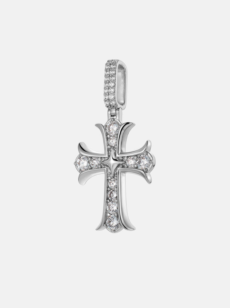 S925 Moissanite Fleur Cross Pendant