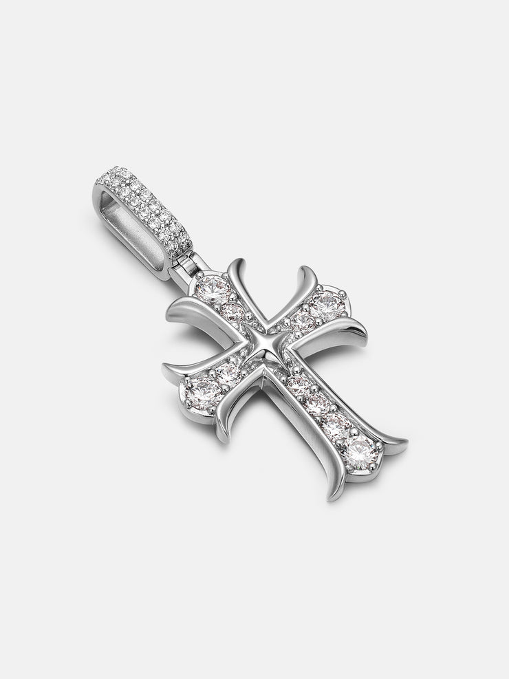 S925 Moissanite Fleur Cross Pendant