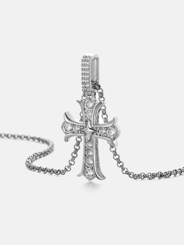 S925 Moissanite Fleur Cross Pendant